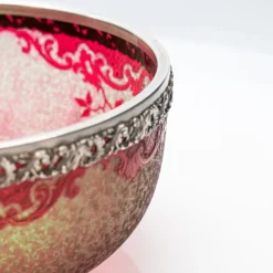 Online Pamono Baccarat Pattern Bright Crimson Acid Etched Bowl, France, 1900s