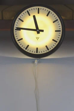 Clearance Pamono Bakelite Station Clock Wall Lamp from Pragotron, 1950s