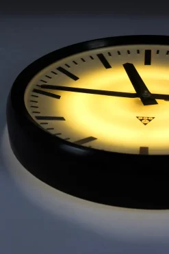 Clearance Pamono Bakelite Station Clock Wall Lamp from Pragotron, 1950s
