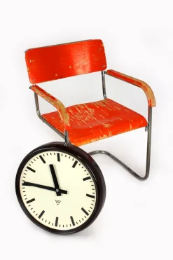 Clearance Pamono Bakelite Station Clock Wall Lamp from Pragotron, 1950s