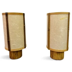 Sale Pamono Bamboo and Rice Paper Table Lamps in the style of George Nakashima, 1960s, Set of 2