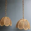 Best Pamono Bamboo, Straw and Brass Pendants, Italy, 1970s, Set of 2
