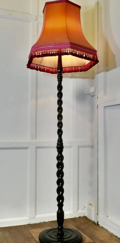 Best Pamono Barley Twist Floor Standing Lamp, 1920s