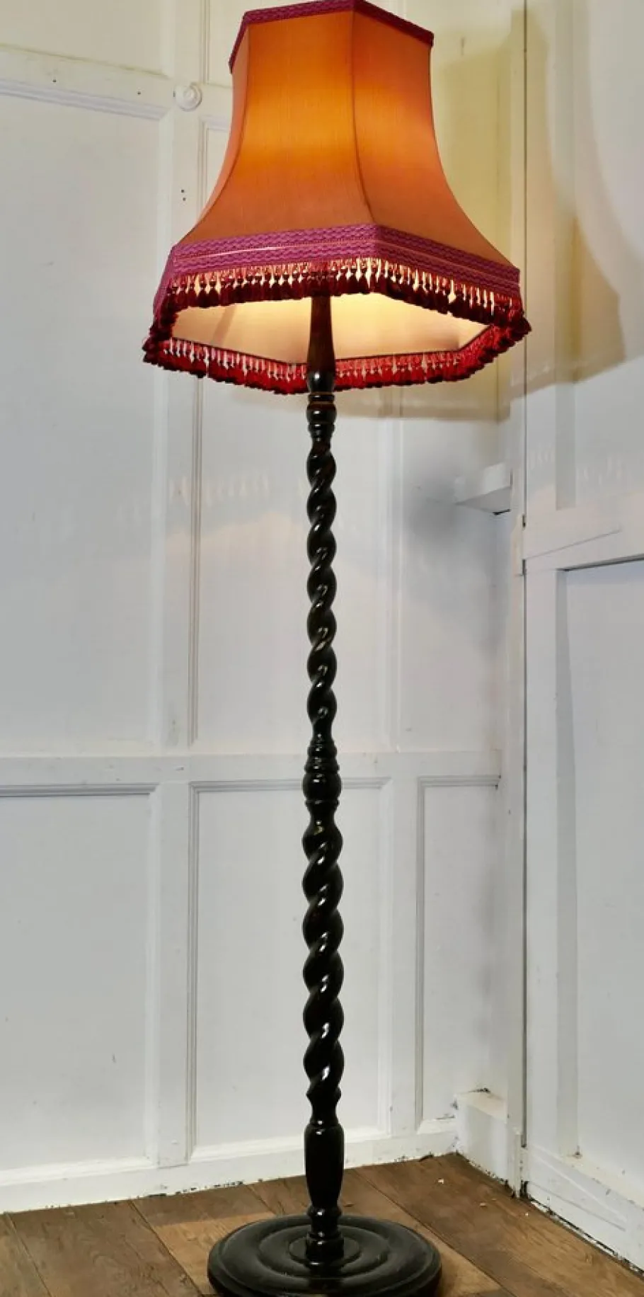 Best Pamono Barley Twist Floor Standing Lamp, 1920s