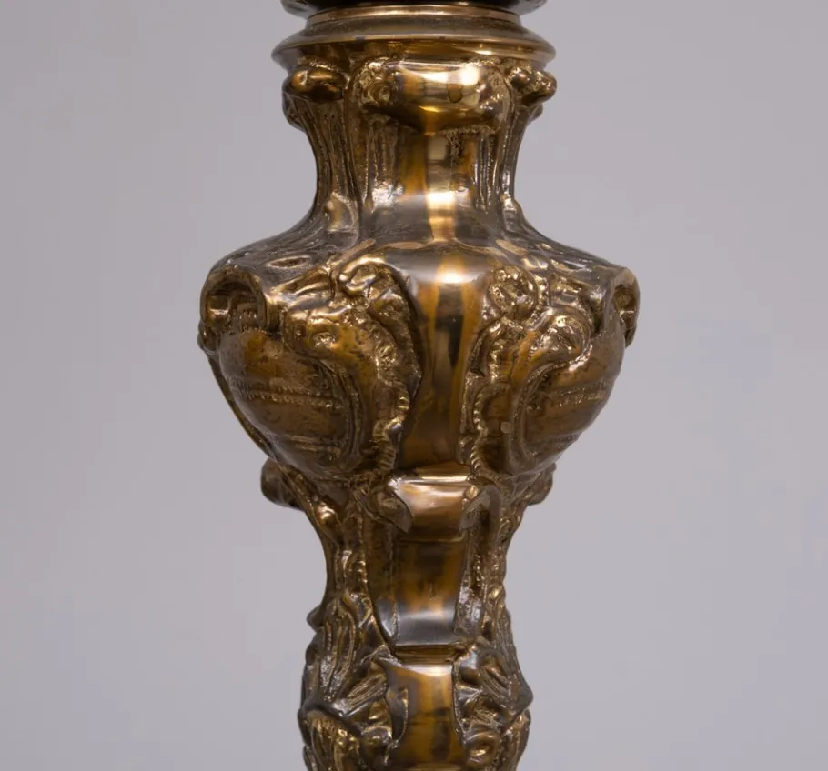 Online Pamono Baroque Revival Brass Floor Lamp, France, 1950s