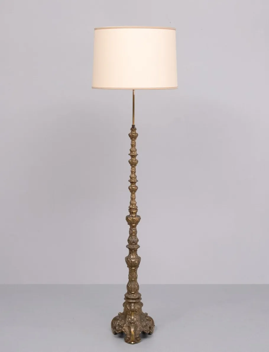 Online Pamono Baroque Revival Brass Floor Lamp, France, 1950s