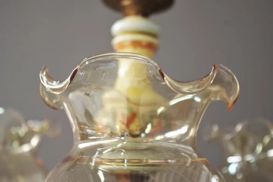 New Pamono Bassano Ceramic Suspension Chandelier, 1950s