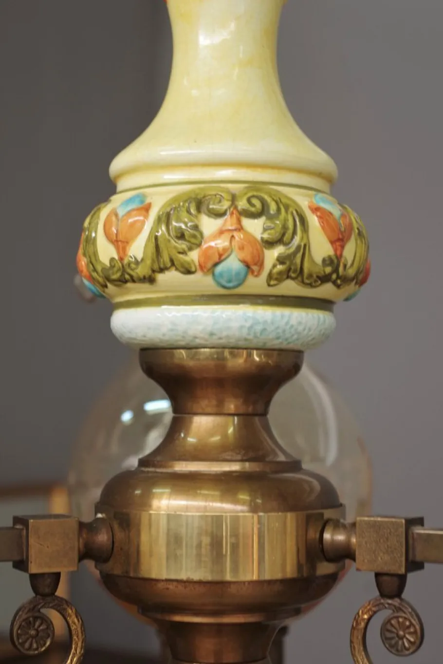 New Pamono Bassano Ceramic Suspension Chandelier, 1950s