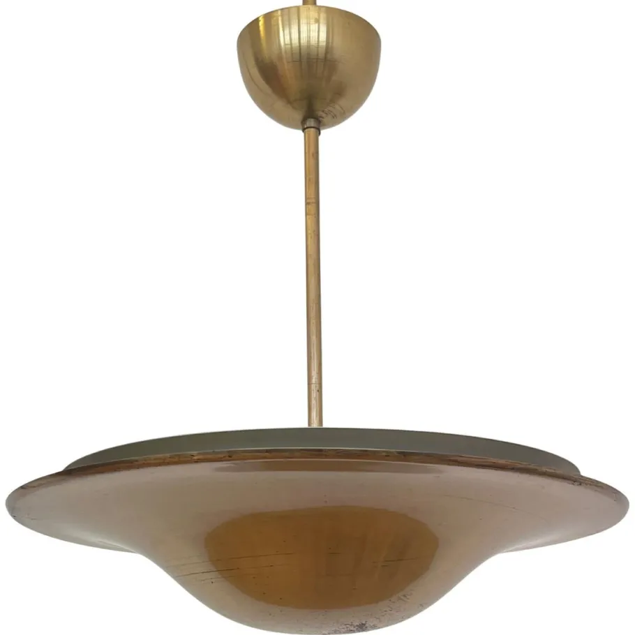 Online Pamono Bauhaus Brass Chandelier with Indirect Light, 1930s