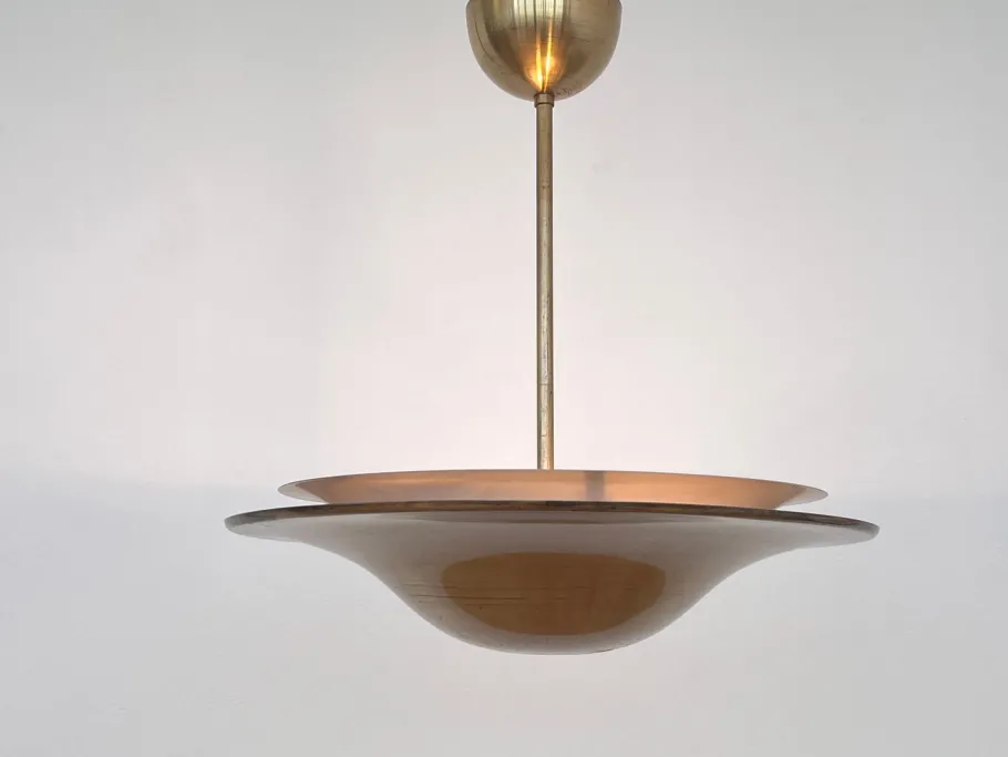 Online Pamono Bauhaus Brass Chandelier with Indirect Light, 1930s