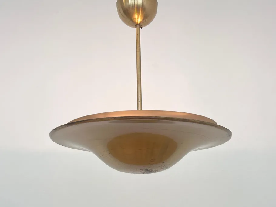 Online Pamono Bauhaus Brass Chandelier with Indirect Light, 1930s