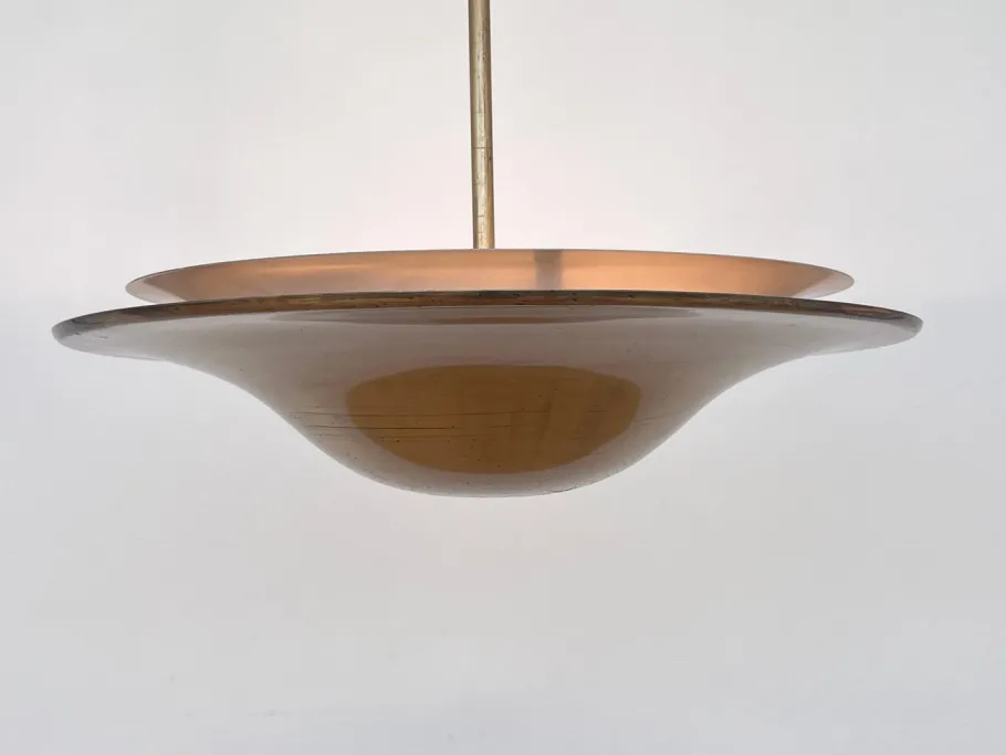 Online Pamono Bauhaus Brass Chandelier with Indirect Light, 1930s