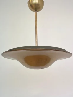 Online Pamono Bauhaus Brass Chandelier with Indirect Light, 1930s