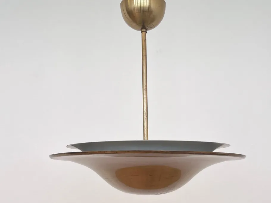 Online Pamono Bauhaus Brass Chandelier with Indirect Light, 1930s