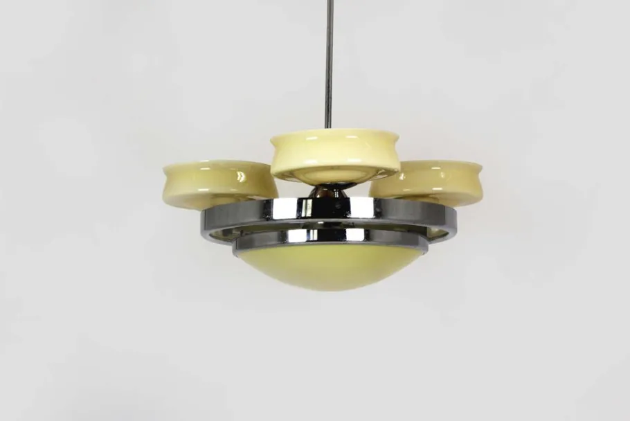 Online Pamono Bauhaus Chrome Chandelier from Zukov, 1940s