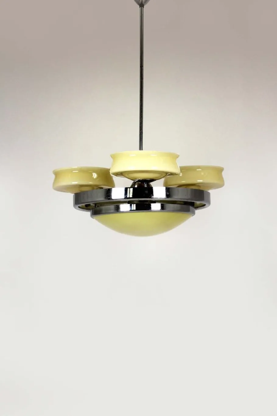 Online Pamono Bauhaus Chrome Chandelier from Zukov, 1940s