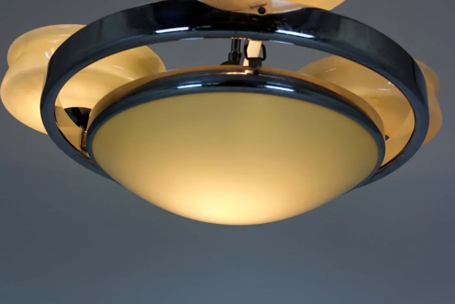 Online Pamono Bauhaus Chrome Chandelier from Zukov, 1940s