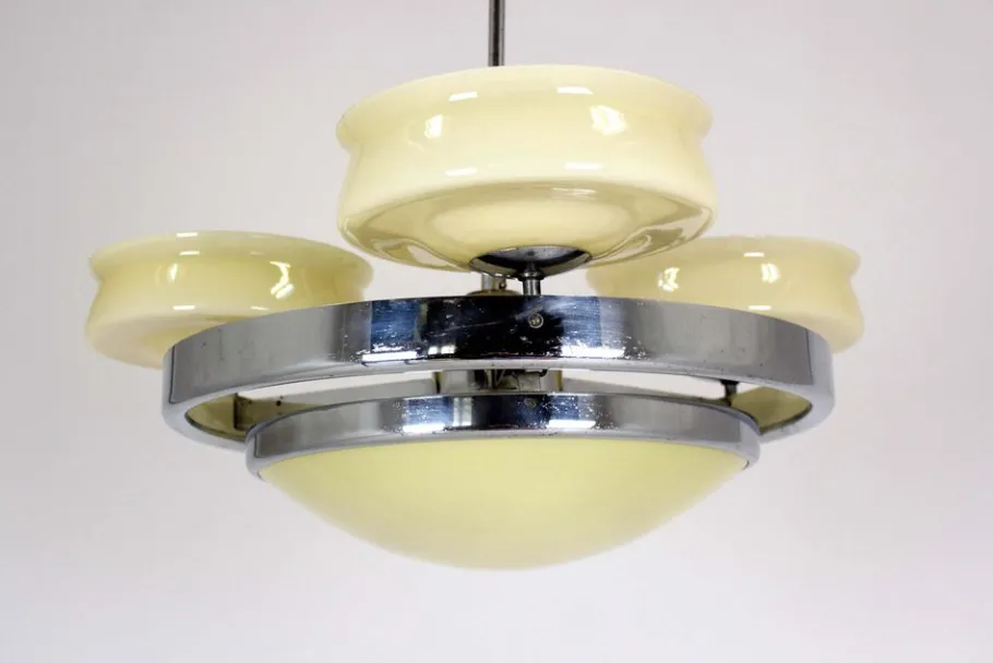 Online Pamono Bauhaus Chrome Chandelier from Zukov, 1940s