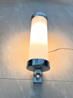 New Pamono Bauhaus Chrome Milk Glass Wall Lamp, 1930s