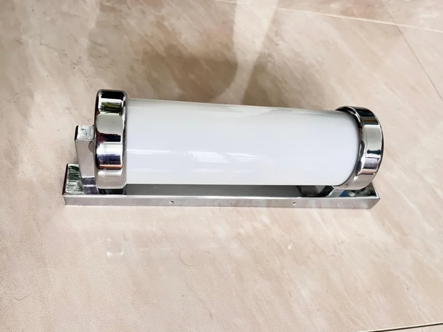 New Pamono Bauhaus Chrome Milk Glass Wall Lamp, 1930s