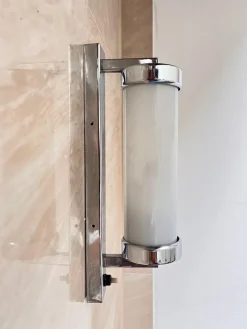 New Pamono Bauhaus Chrome Milk Glass Wall Lamp, 1930s