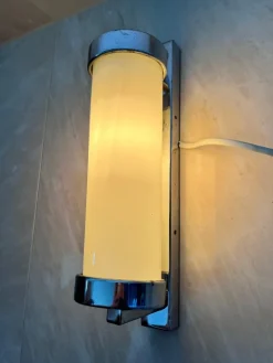 Best Pamono Bauhaus Chrome Milk Glass Wall Lamp, 1930s