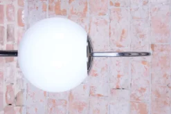 Pamono Bauhaus Floor Lamp in Chrome and Opaline Milk Glass, Czech, 1930s