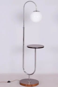 Clearance Pamono Bauhaus Floor Lamp in Walnut and Chrome, 1930s