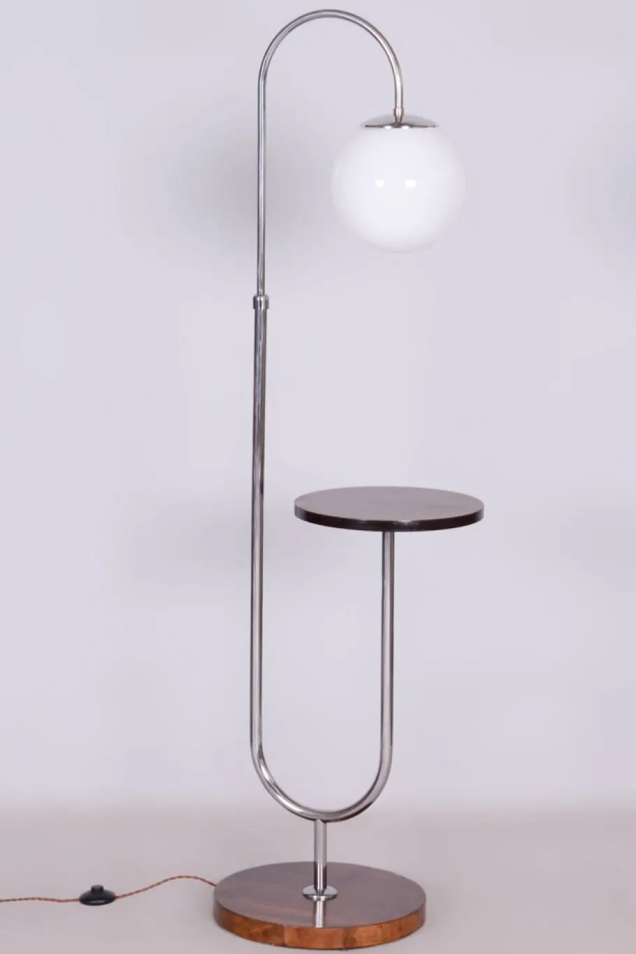 Clearance Pamono Bauhaus Floor Lamp in Walnut and Chrome, 1930s