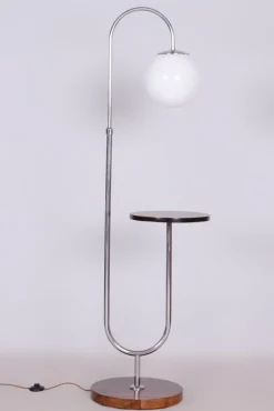 Clearance Pamono Bauhaus Floor Lamp in Walnut and Chrome, 1930s