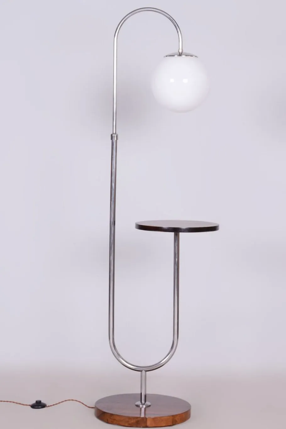 Clearance Pamono Bauhaus Floor Lamp in Walnut and Chrome, 1930s