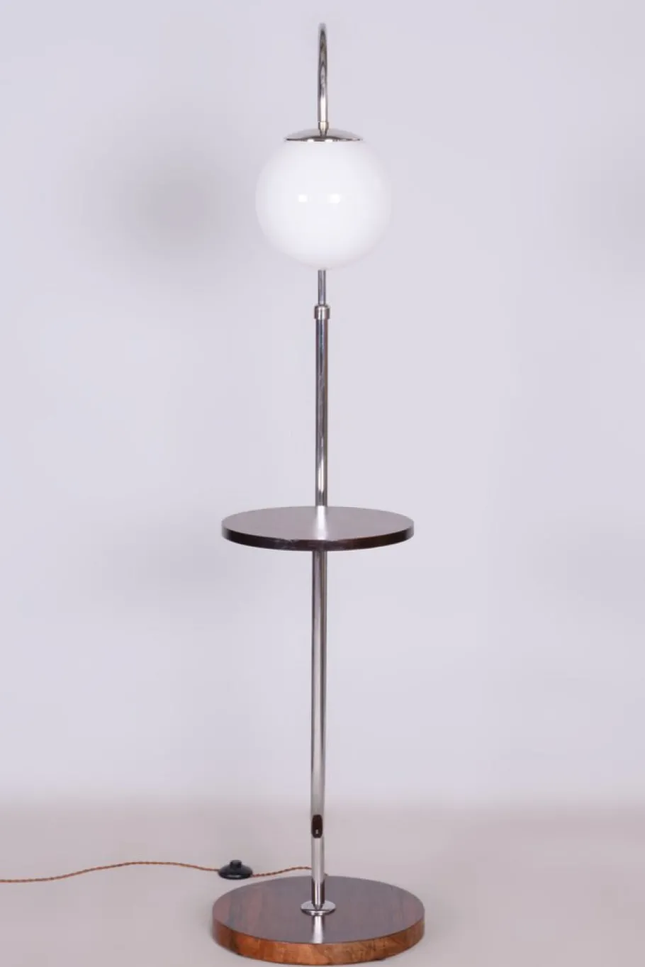 Clearance Pamono Bauhaus Floor Lamp in Walnut and Chrome, 1930s