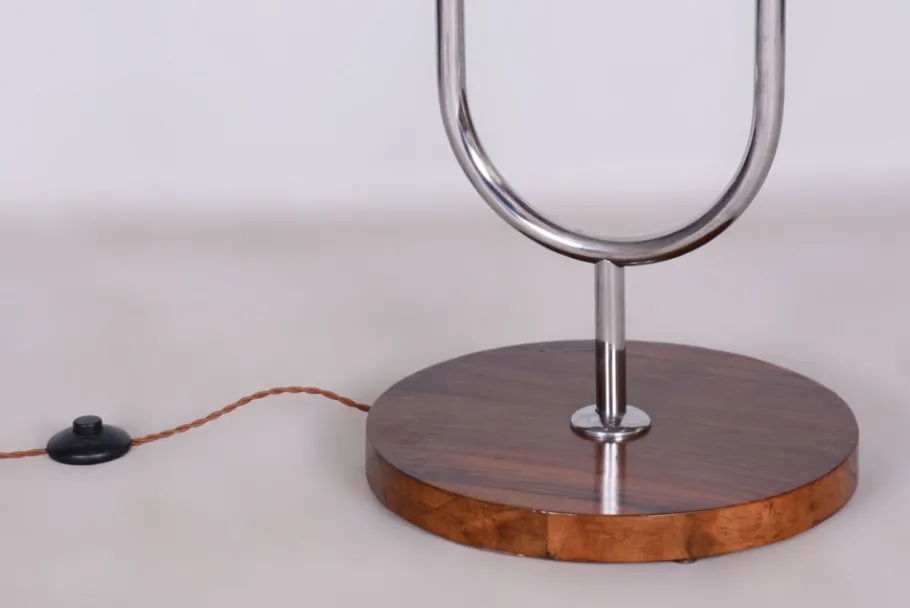 Clearance Pamono Bauhaus Floor Lamp in Walnut and Chrome, 1930s