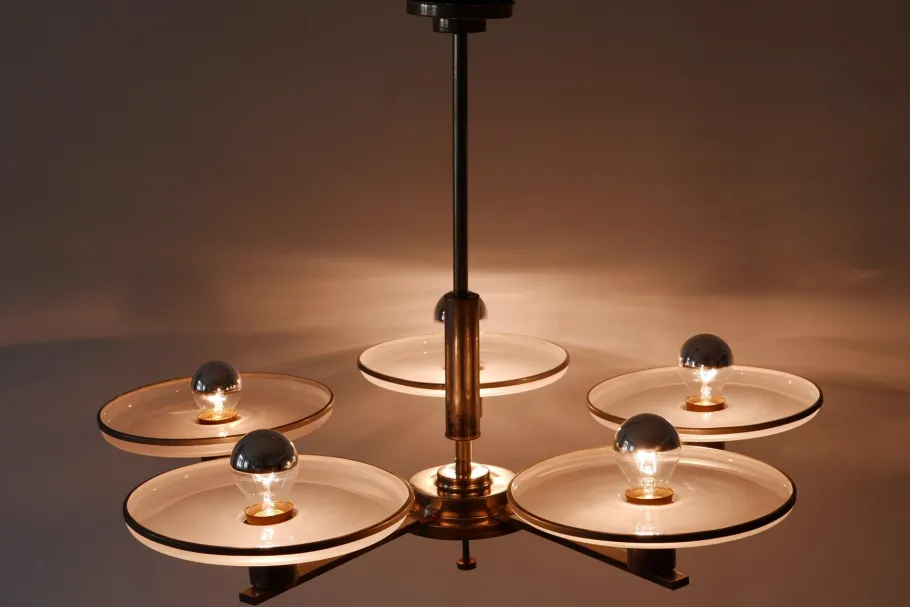 Clearance Pamono Bauhaus German Chandelier, 1930s