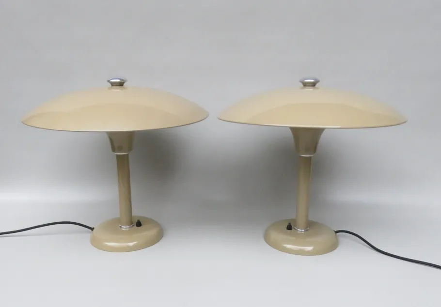 New Pamono Bauhaus Schröder Table Lamps by Max Schumacher for Metallwerk Werner Schröder, 1930s, Set of 2