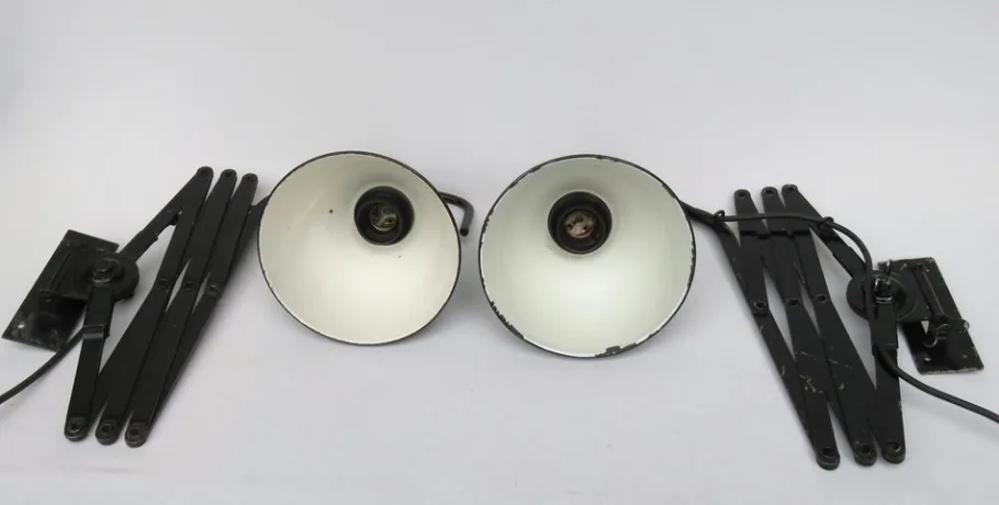 New Pamono Bauhaus Scissor Lamps by Wilhelm Bäder, Set of 2