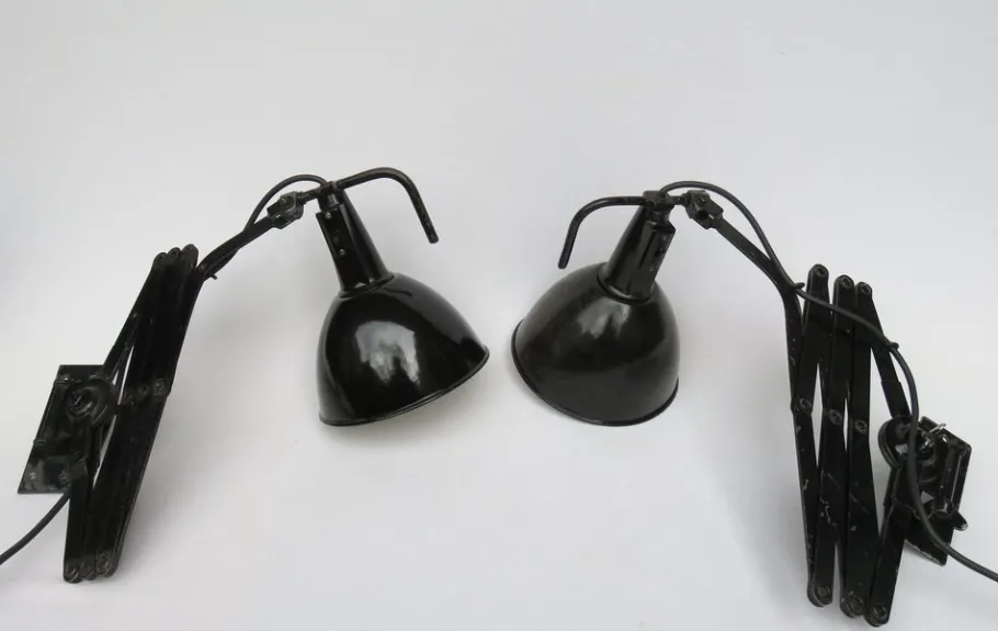 New Pamono Bauhaus Scissor Lamps by Wilhelm Bäder, Set of 2