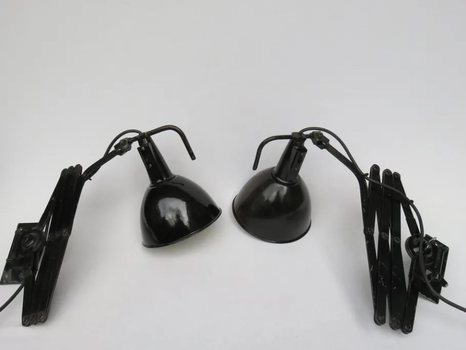 New Pamono Bauhaus Scissor Lamps by Wilhelm Bäder, Set of 2