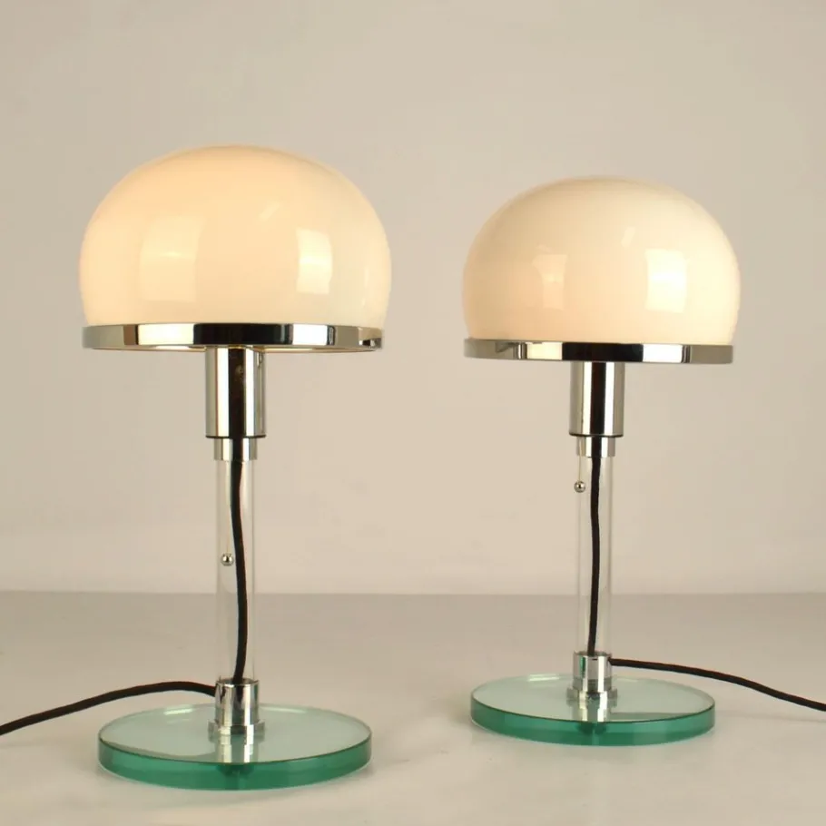 Discount Pamono Bauhaus Table Lamps by Wilhelm Wagenfeld, 1980s, Set of 2