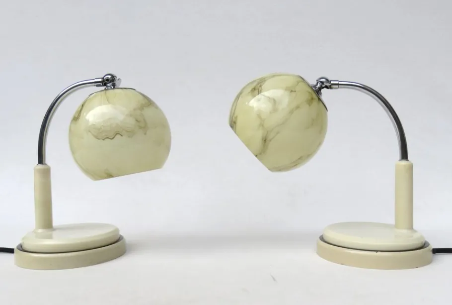 Discount Pamono Bauhaus Table Lights by Marianne Brandt for Ruppel Werke, 1920s, Set of 2