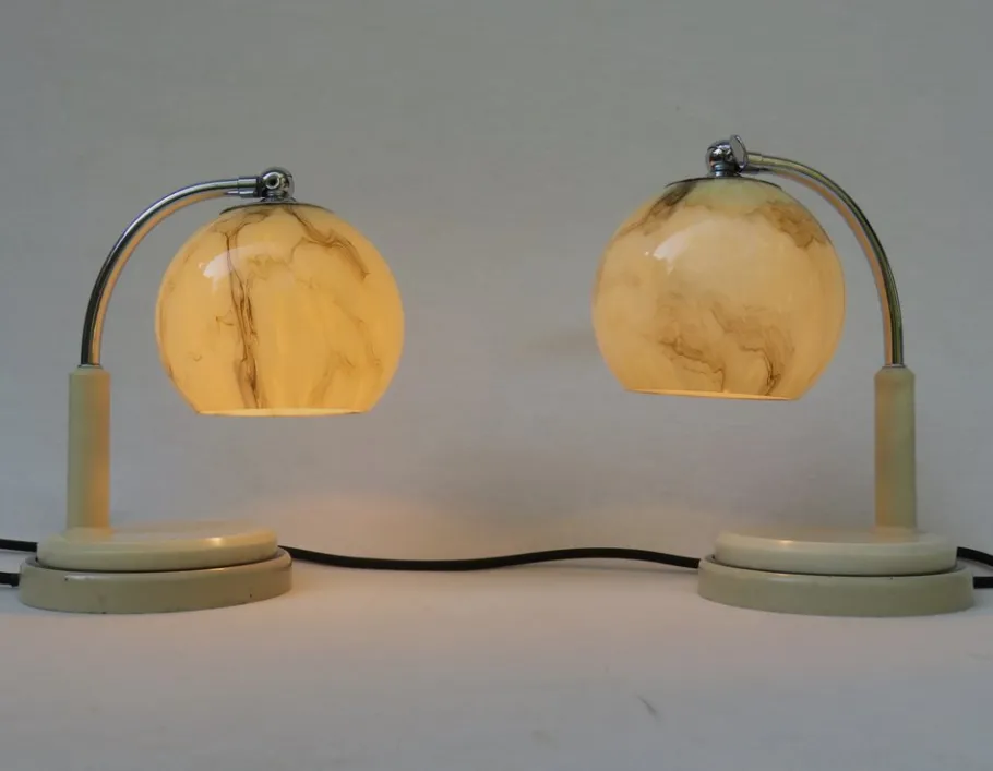 Discount Pamono Bauhaus Table Lights by Marianne Brandt for Ruppel Werke, 1920s, Set of 2