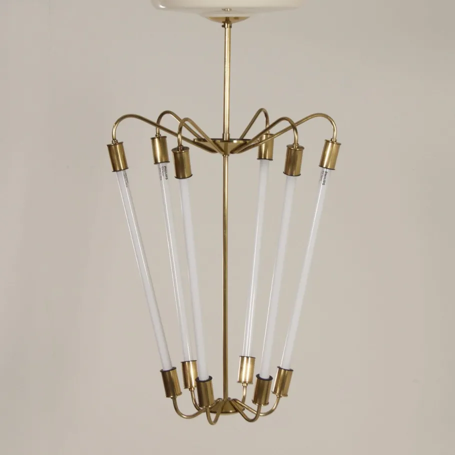Online Pamono Bauhaus Tl KH 620 Pendant Light in Brass from Technische Unie, 1950s