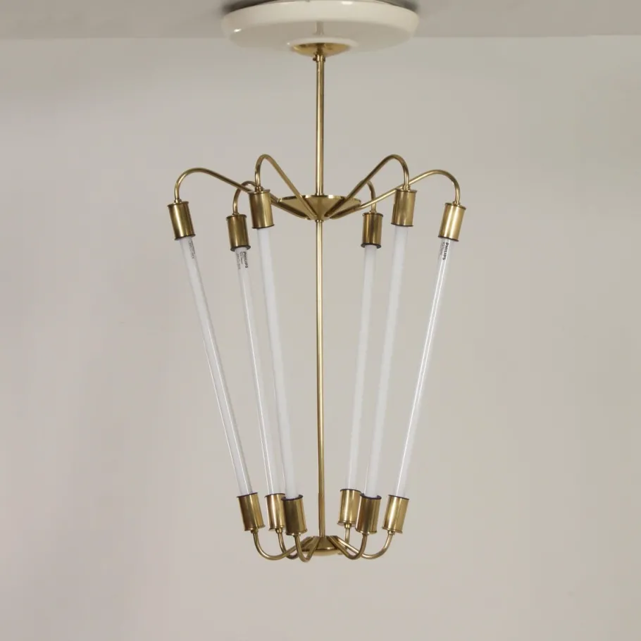 Online Pamono Bauhaus Tl KH 620 Pendant Light in Brass from Technische Unie, 1950s