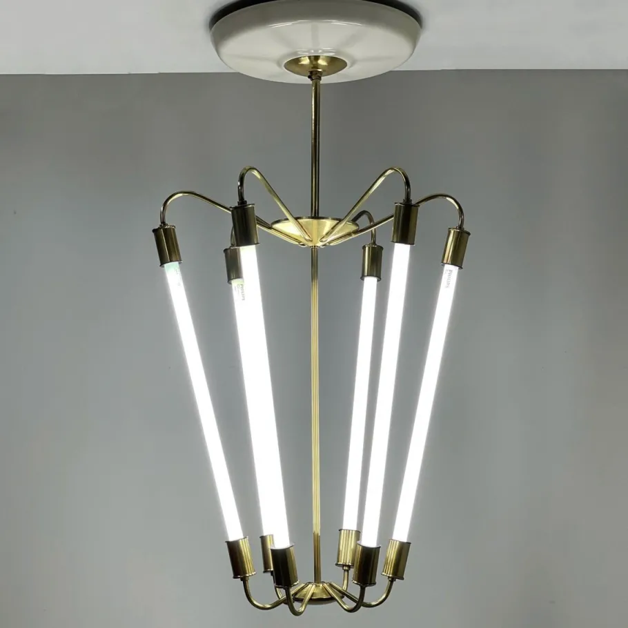 Online Pamono Bauhaus Tl KH 620 Pendant Light in Brass from Technische Unie, 1950s