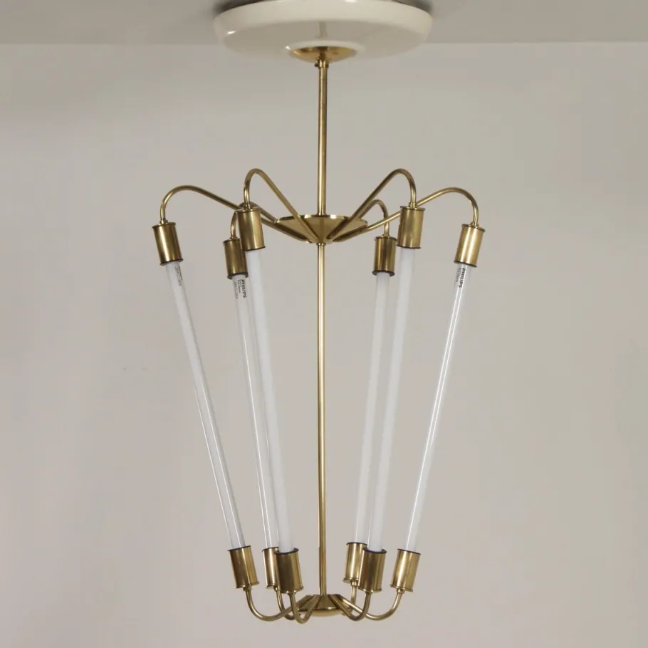 Online Pamono Bauhaus Tl KH 620 Pendant Light in Brass from Technische Unie, 1950s