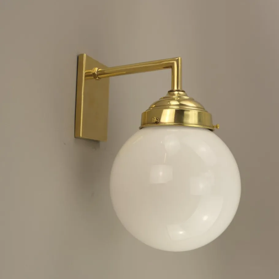 Best Pamono Bauhaus Wall Lamp in Brass with Opal Shade, Germany, 1925
