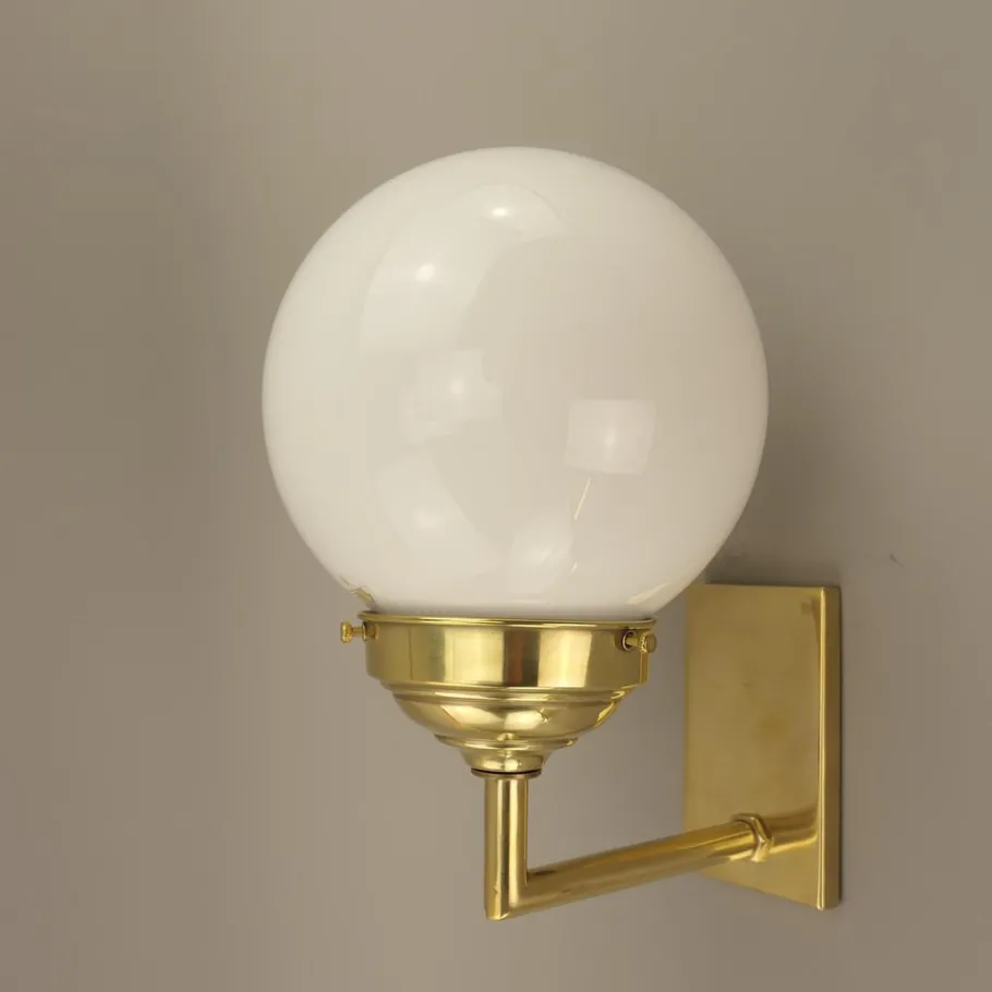Best Pamono Bauhaus Wall Lamp in Brass with Opal Shade, Germany, 1925