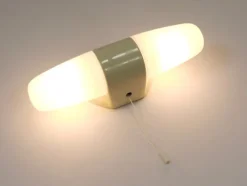 Discount Pamono Bauhaus Yellow Sconce Double Wall Light by Linder attributed to Wilhelm Wagenfeld, Germany, 1950s