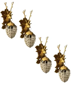 Hot Pamono Beaded Crystal Stag Head Sconces, 1980s, Set of 4