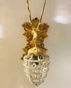 Hot Pamono Beaded Crystal Stag Head Sconces, 1980s, Set of 4